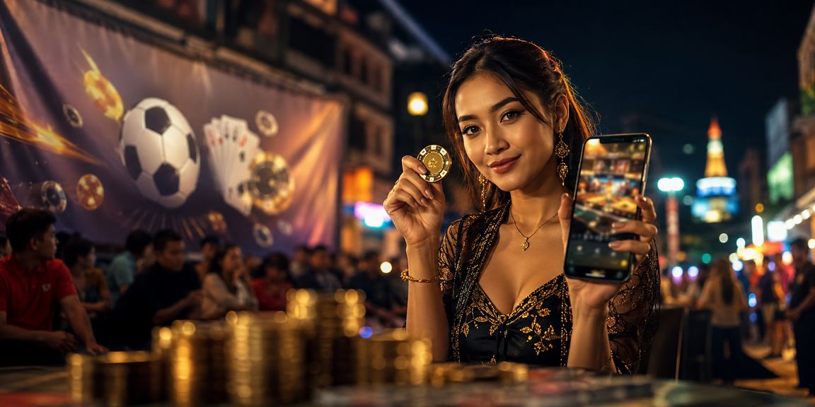 Permainan kartu di pasar malam Vietnam dengan suasana ramai dan lampu temaram